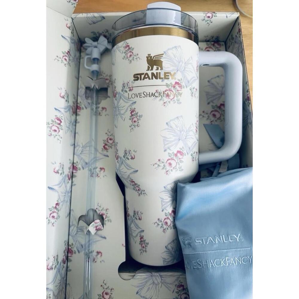 RARE The Stanley X LoveShackFancy Holiday Quencher | 40 OZ - Rosa Beaux Blue